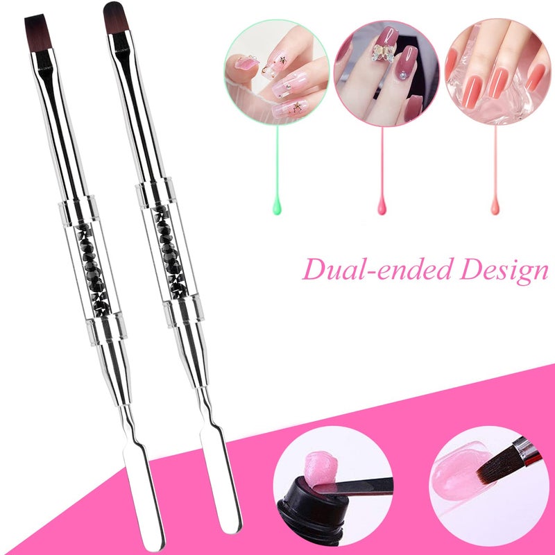 Ycyan 2Pcs Polygel Nail Brush & Picker, Dual-ended Oval & Flat Gel Nail Brushes Polygel Slice Tool for PolyGel UV Builder Gel Nails Extension - Image 2